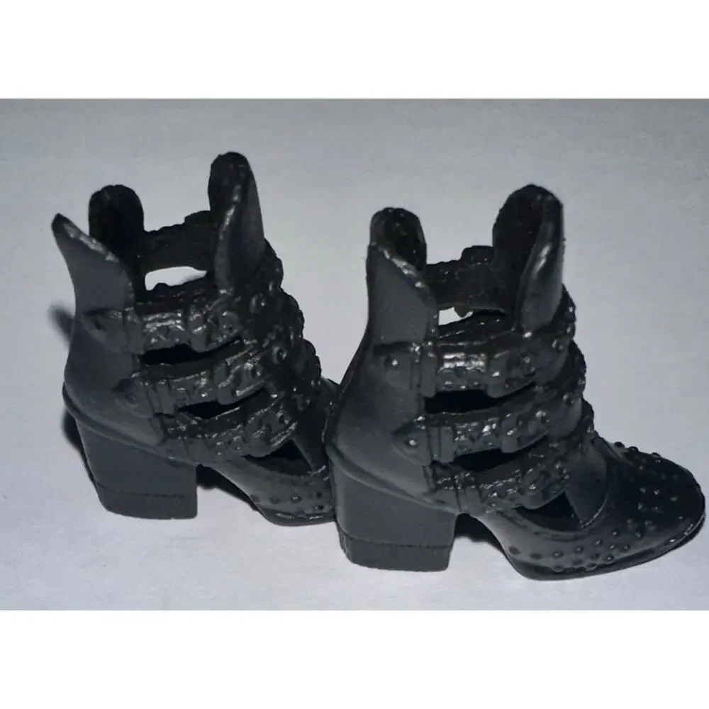 Modern Barbie Black Open Toe Cut Out Ankle Boots Heels Shoes Mattel - Picture 4 of 5